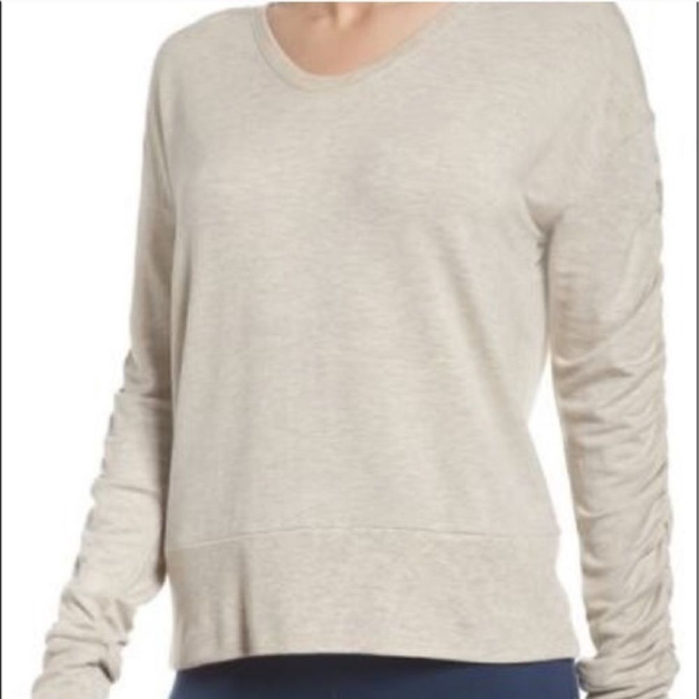 Zella Women’s Ruched Sleeve Pullover Soft Sweatshirt Size Large